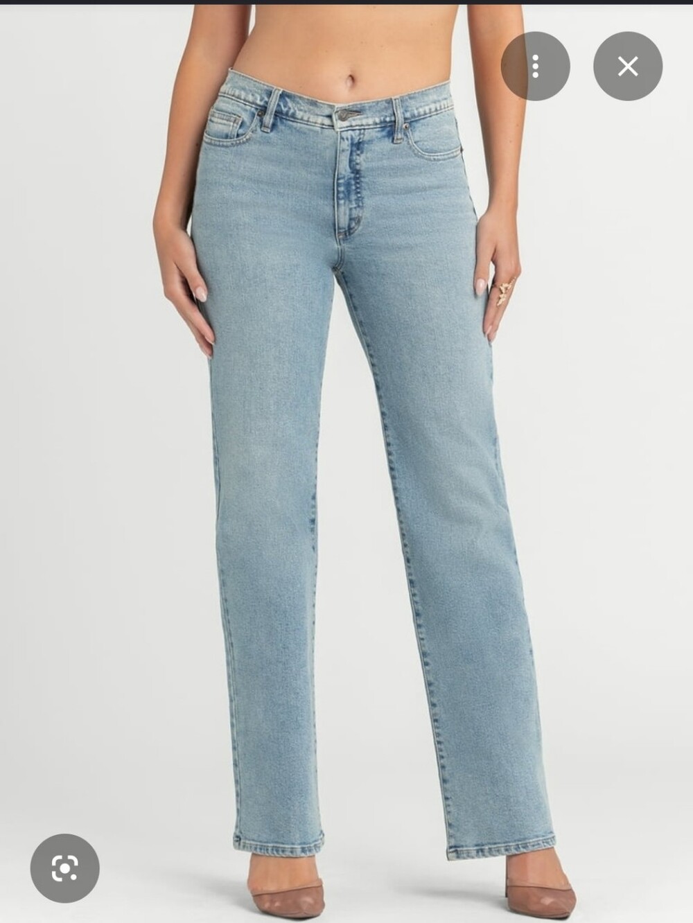 Jessica Simpson Rosa Mid-Rise Relaxed Straight Jeans - Light Blue